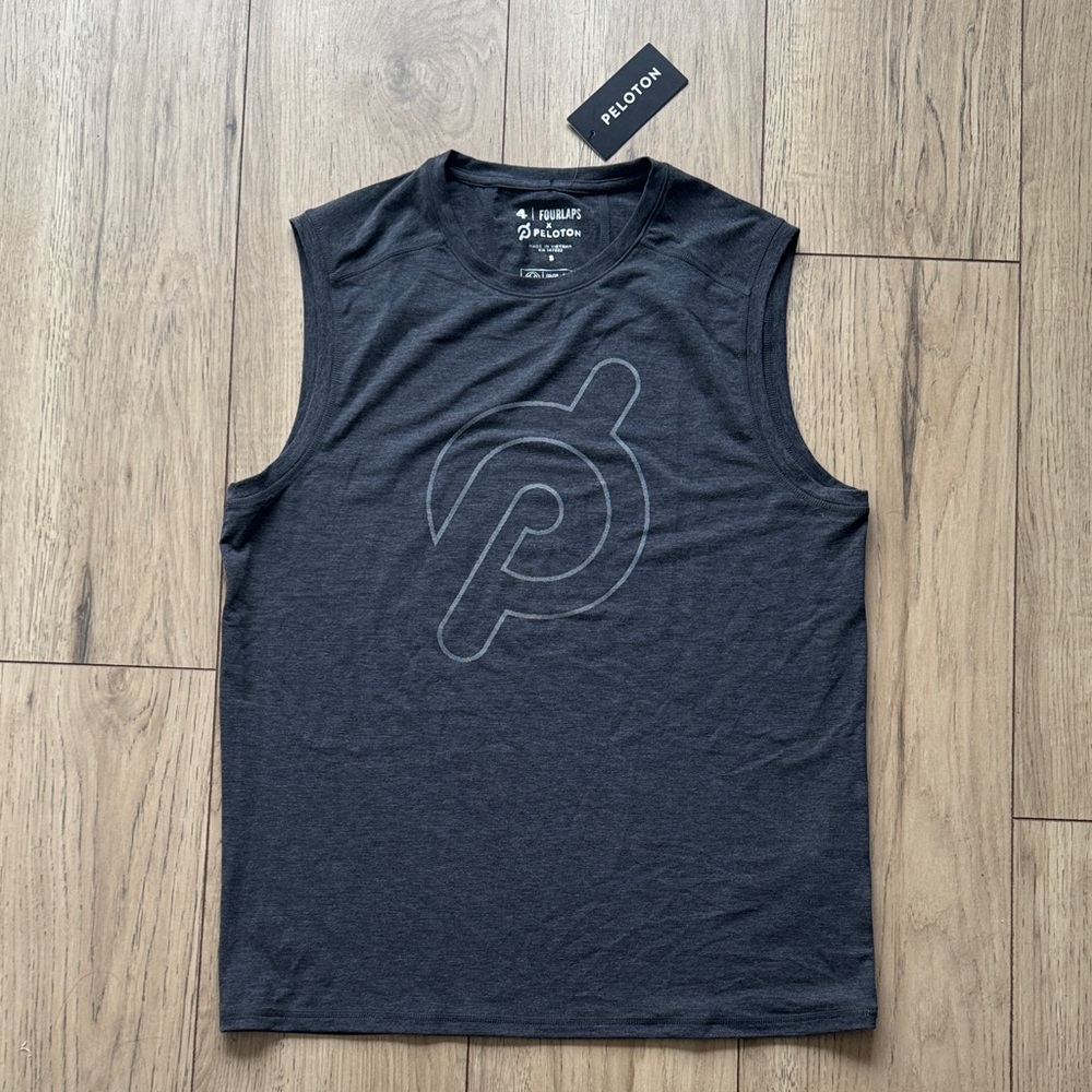 Peloton x Four Laps Charcoal Grey Sleeveless Muscle Tank Top Men’s Small New